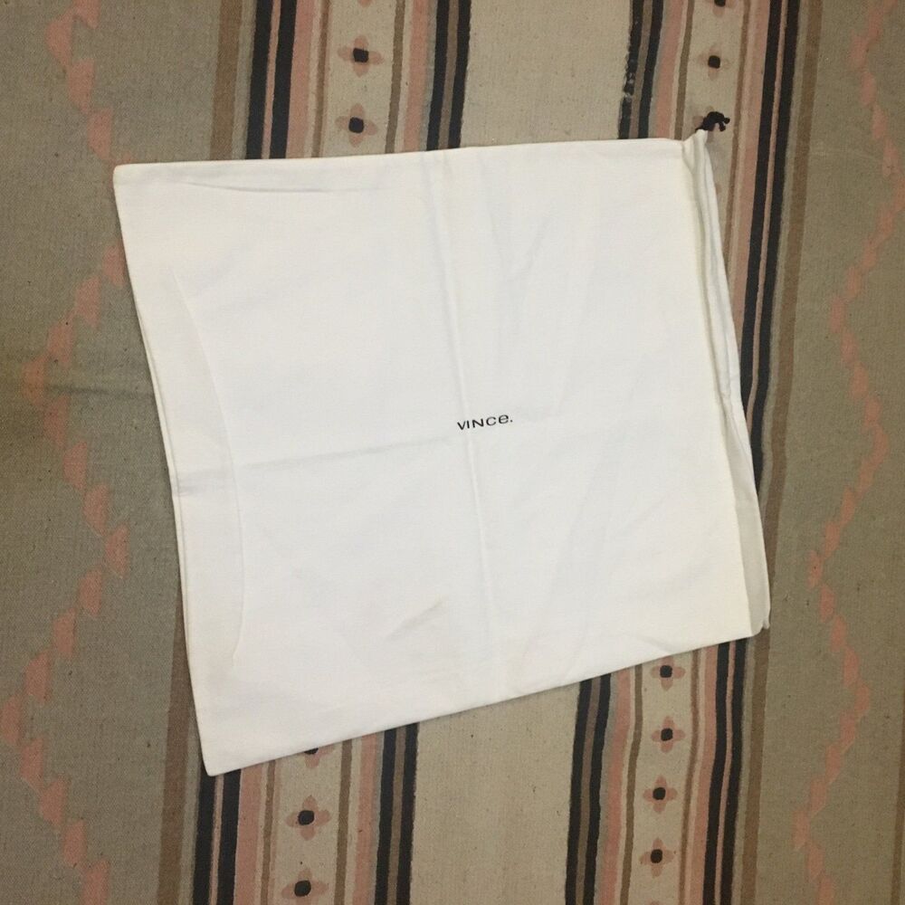 Vince White drawstring dust-bag garment bag new 17” x 19”